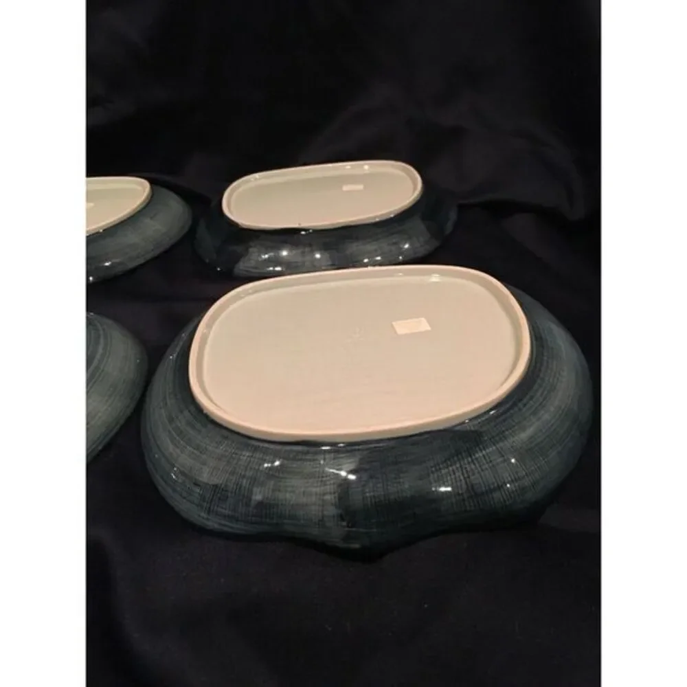 Neiman Marcus Japan Porcelain Apple Shape‎ Plate Set Hand Painted Floral Ceramic
